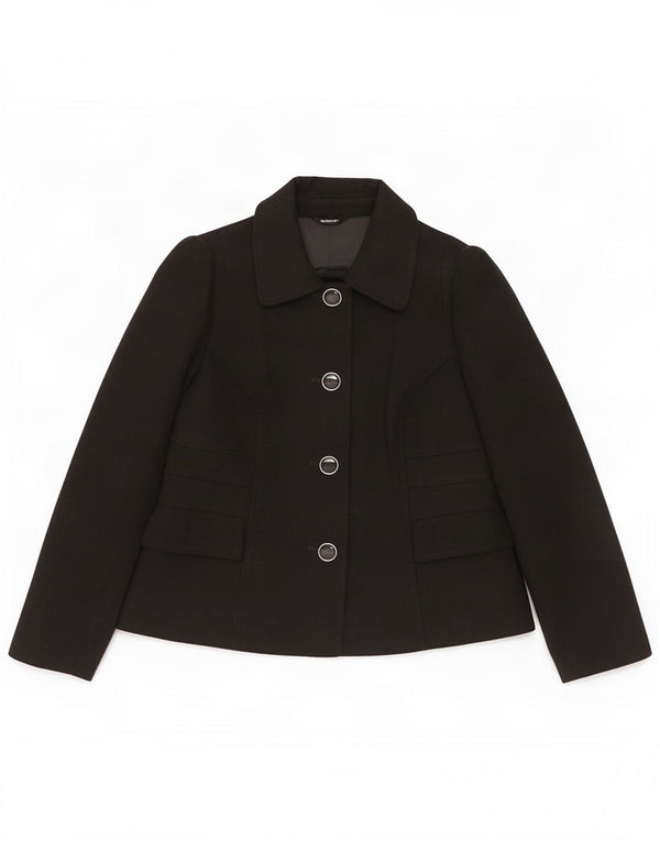 Marks & Spencer Chaqueta tipo blazer de 4 botones para mujer UK 44 Poliéster negro mediano