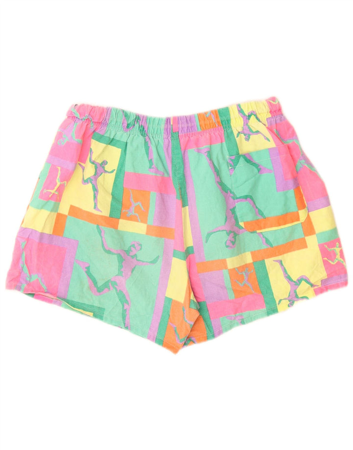 VINTAGE Shorts de baño gráficos para mujer Reino Unido 18 XL Geométrico multicolor