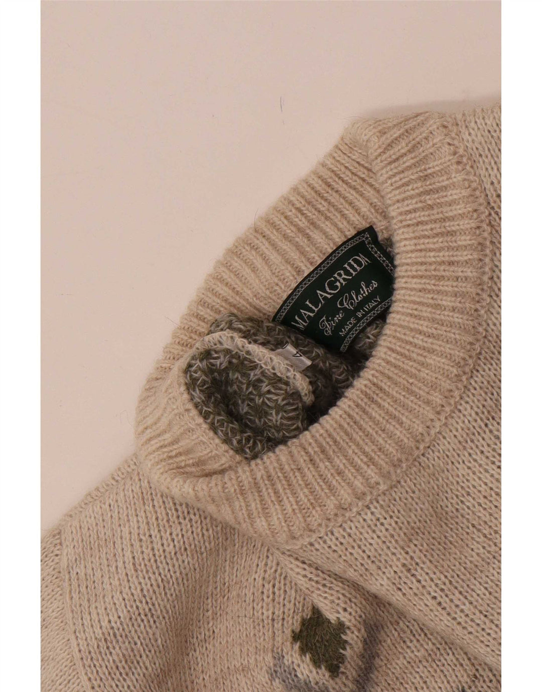 Malagrida Jersey De Cuello Redondo Hombre Beige Medio Geométrico