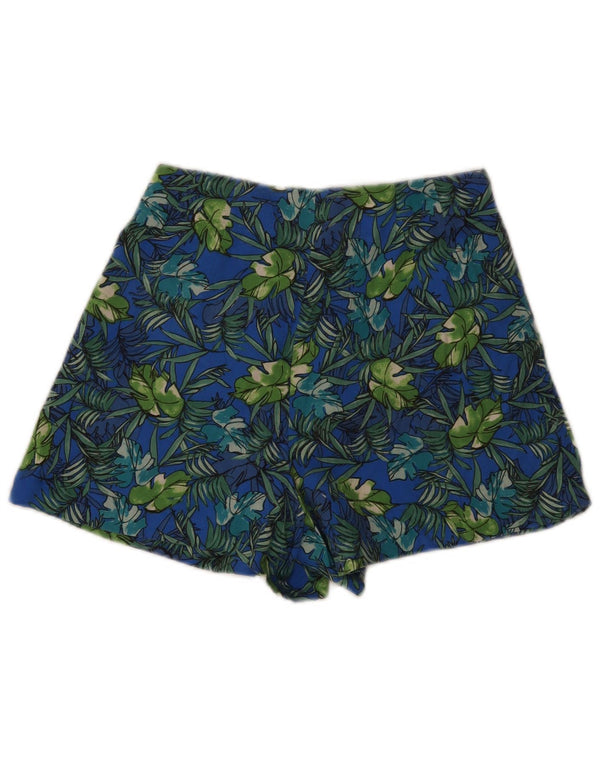 Zara Mujer Trafaluc Pantalones Cortos Chinos De Cintura Alta Pequeño W26 Azul Floral