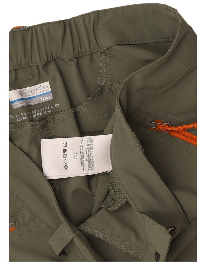 Columbia Pantalones cortos cargo Omni-Shield para hombre W34 Poliéster caqui grande
