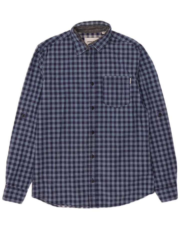 Camisa ajustada Jack & Jones para hombre a cuadros azul medio
