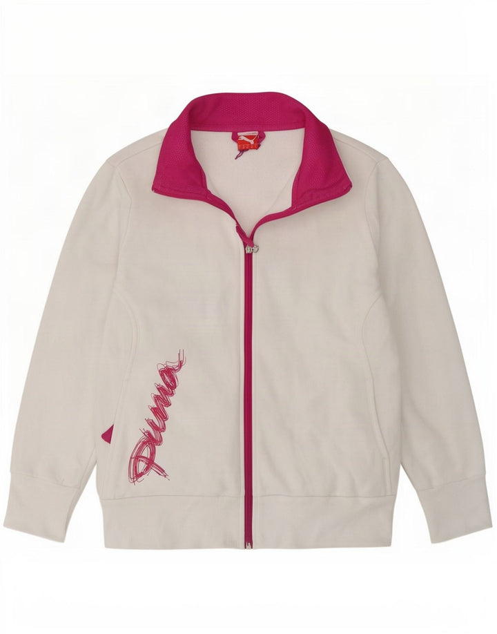 Puma Mujer Graphic Chándal Top Chaqueta UK 40 Grande Blanco Colorblock