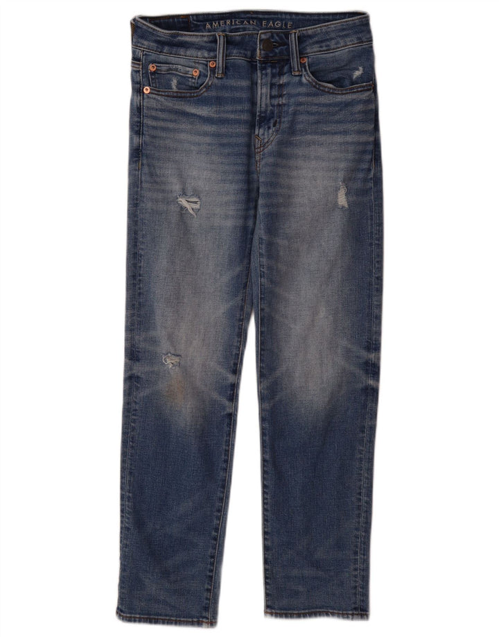 AMERICAN EAGLE Womens Airflex Distressed Straight Jeans W28 L28  Blue