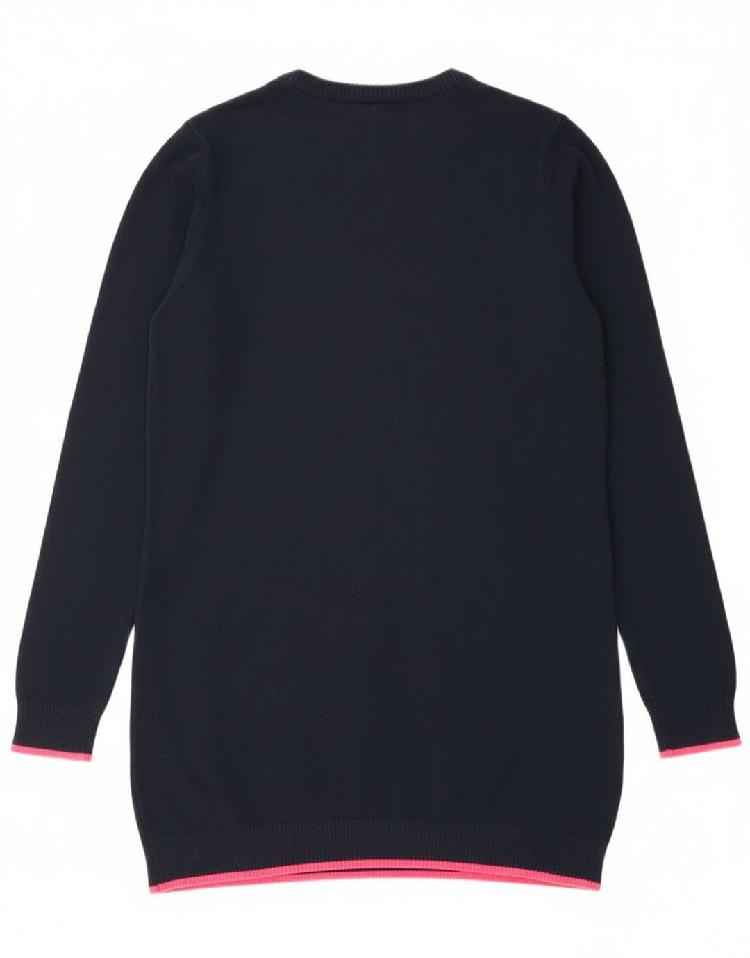 Superdry Womens Longline Crew Neck Jumper Sweater UK 12 Medium Navy Blue