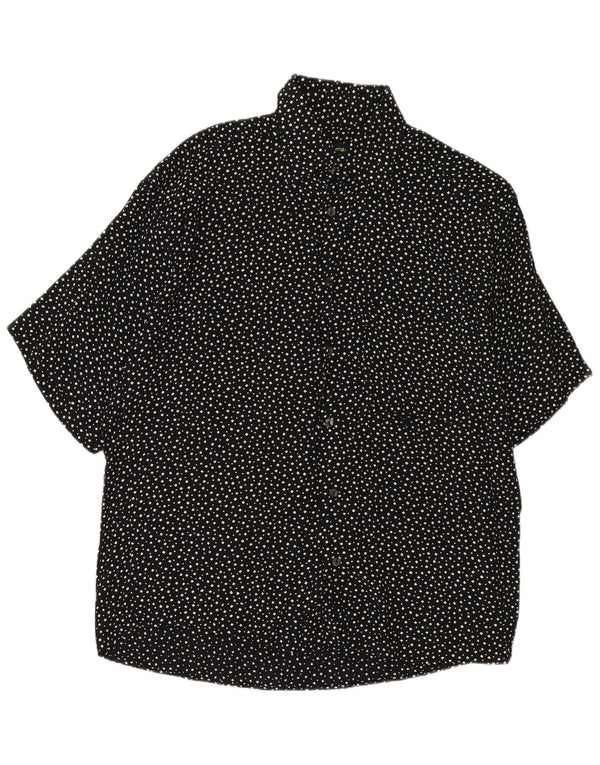 Vintage hombres camisa de manga corta medio negro manchado