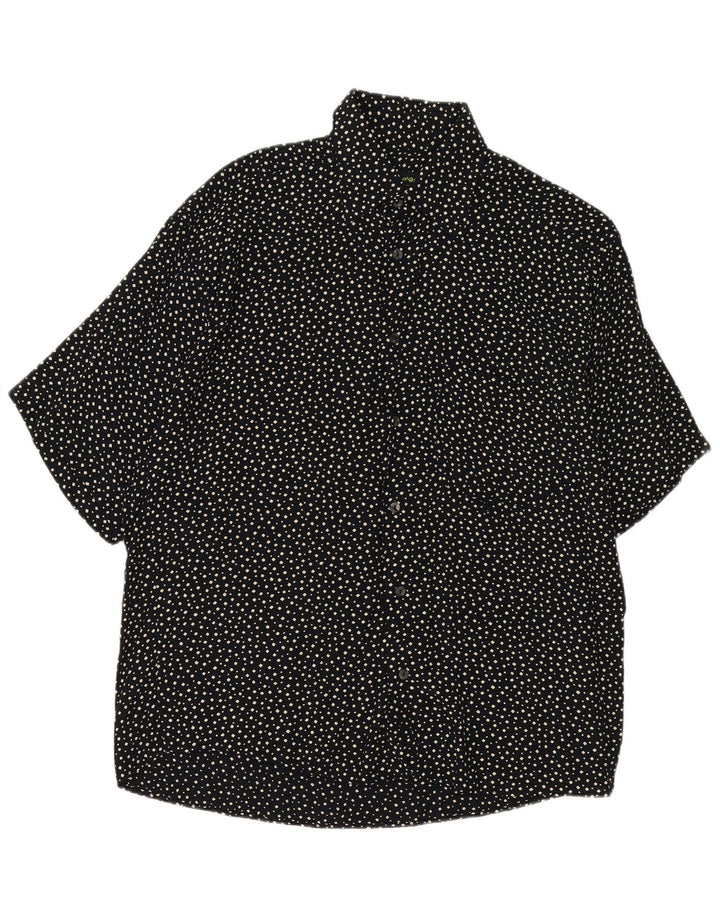 Vintage hombres camisa de manga corta medio negro manchado