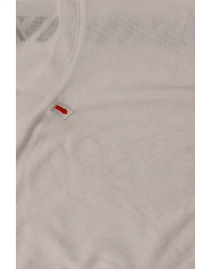 NEW BALANCE Camiseta corta con gráfico para mujer UK 10 Small White Cotton