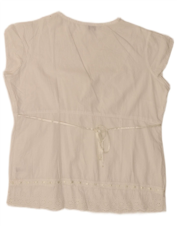 Max & Co. Blusa pequeña para mujer UK 42 Algodón floral blanco mediano