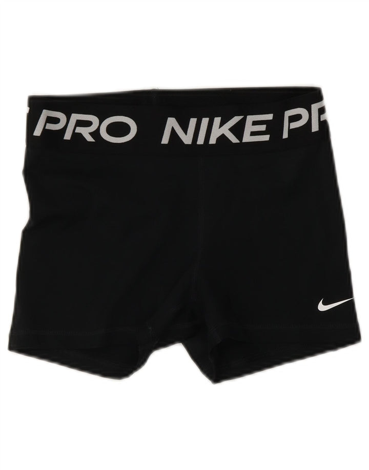 NIKE Pantalones cortos deportivos Dri Fit Graphic para mujer UK 10 Small Poliéster negro