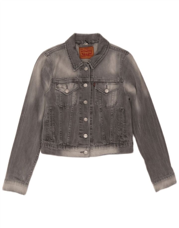 LEVI'S Chaqueta vaquera corta para mujer UK 10 Small Grey Cotton