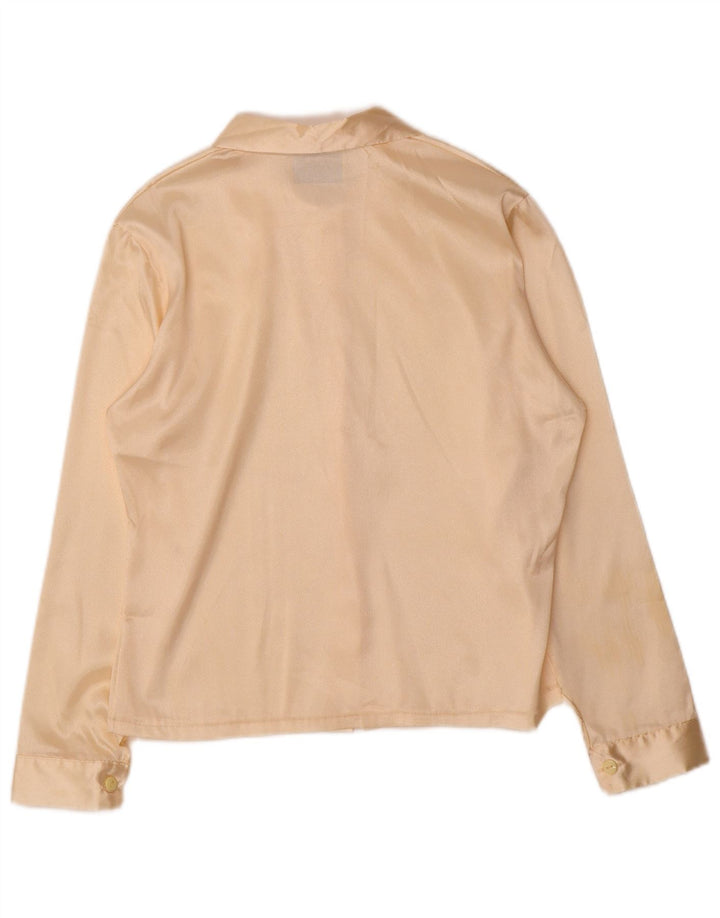 Vintage mujer camisa blusa Reino Unido 14 Medio Beige