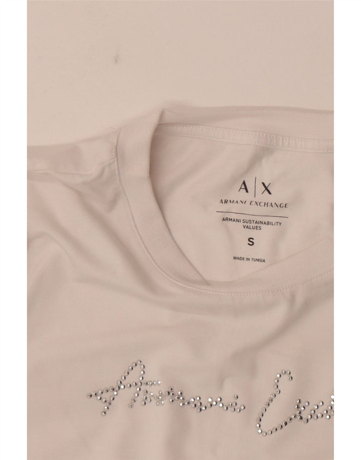 Armani Exchange Camiseta gráfica para mujer Top UK 10 Small White