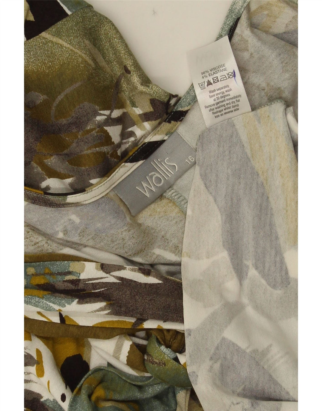 Wallis Vestido evasé con estampado abstracto para mujer UK 46 Viscosa verde grande