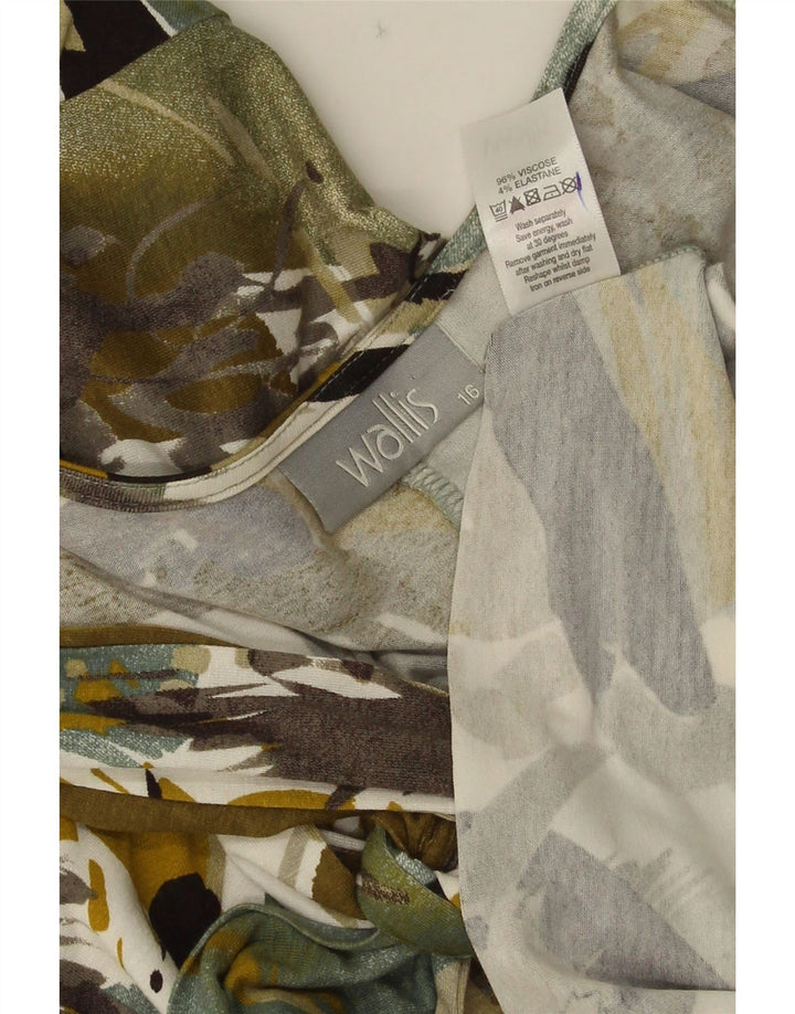 Wallis Vestido evasé con estampado abstracto para mujer UK 46 Viscosa verde grande