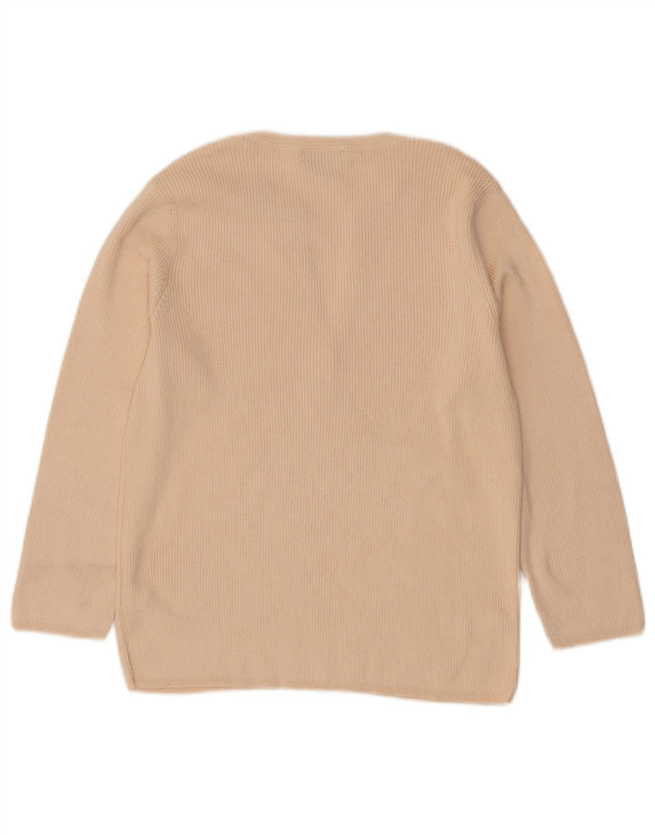 RALPH LAUREN Suéter tipo jersey con cuello en V y manga 3/4 para mujer UK 40 Large Beige