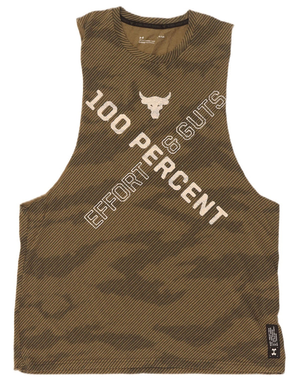 Under Armour Camiseta sin mangas con gráfico para hombre, talla grande, algodón de camuflaje caqui