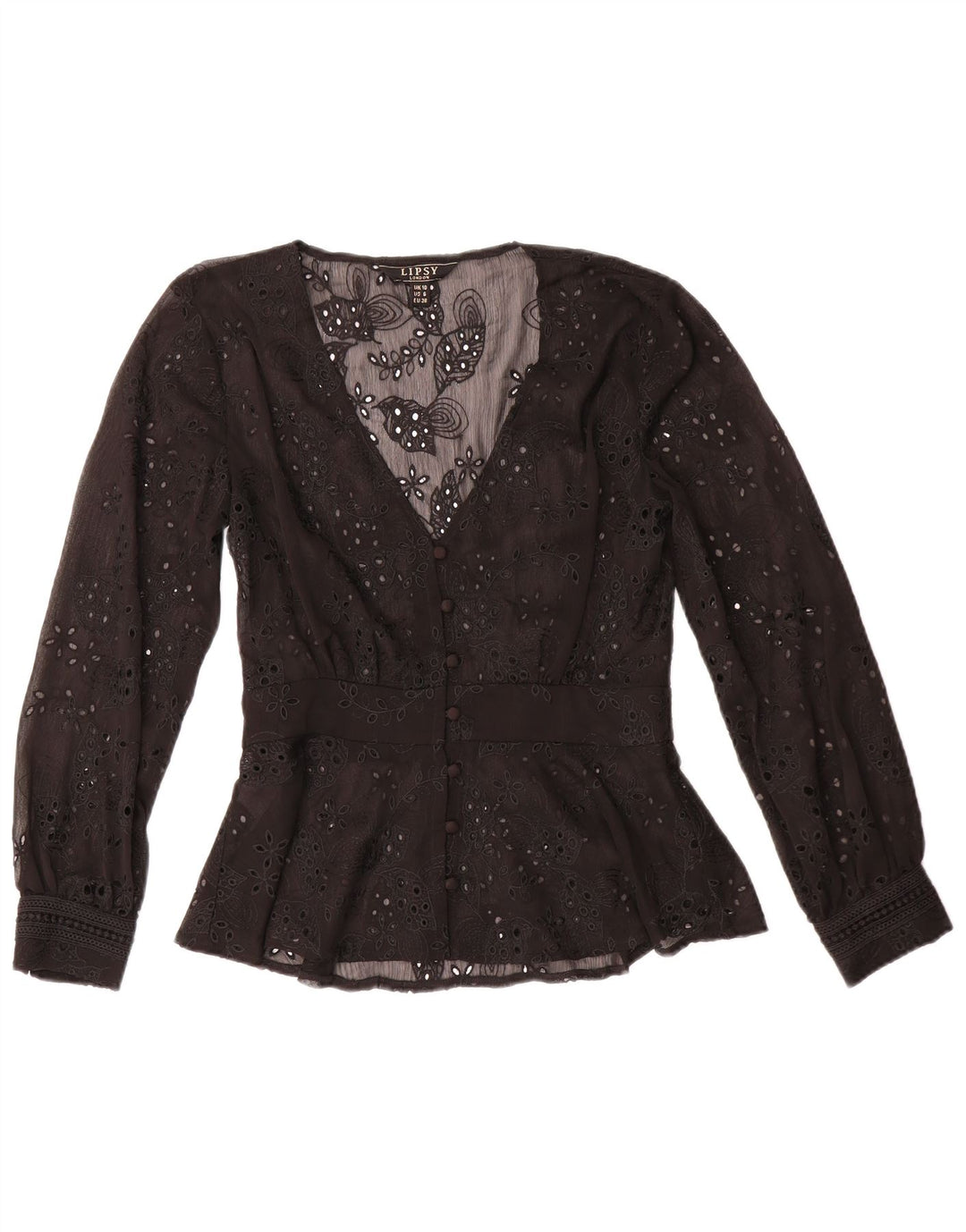 Blusa tipo camisa para mujer Lipsy UK 40 Small Black Floral Poliéster