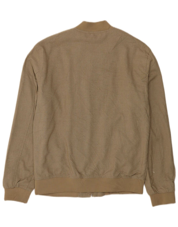Zara Mens Bomber Jacket UK 36 Small Beige Check Polyester