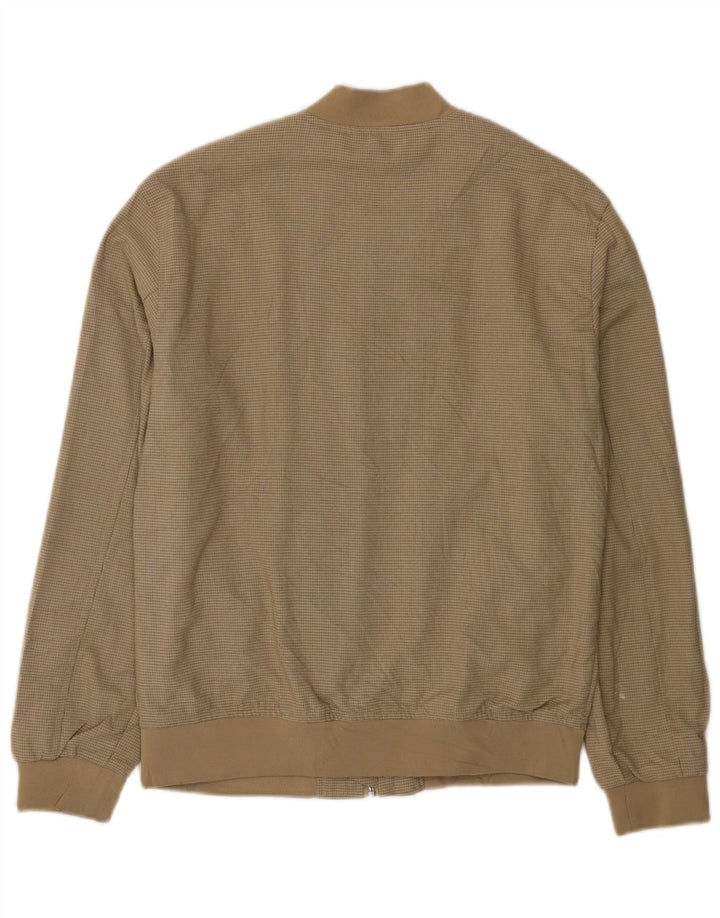 Zara Mens Bomber Jacket UK 36 Small Beige Check Poliéster