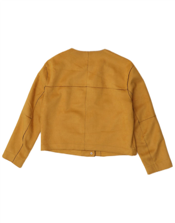 Zara Mujer Bolero Chaqueta UK 10 Pequeña Poliéster Amarillo