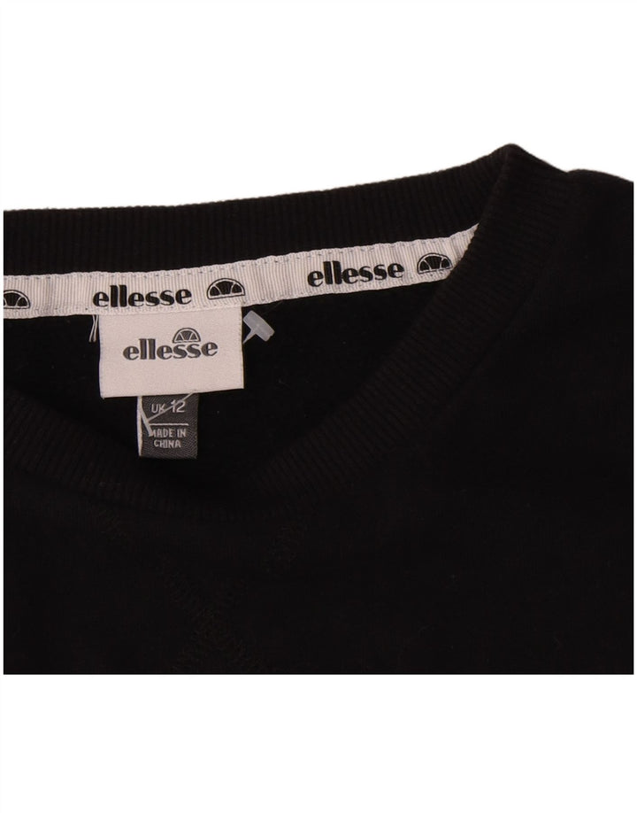 Ellesse - Sudadera gráfica para mujer, talla 40, talla mediana, algodón negro