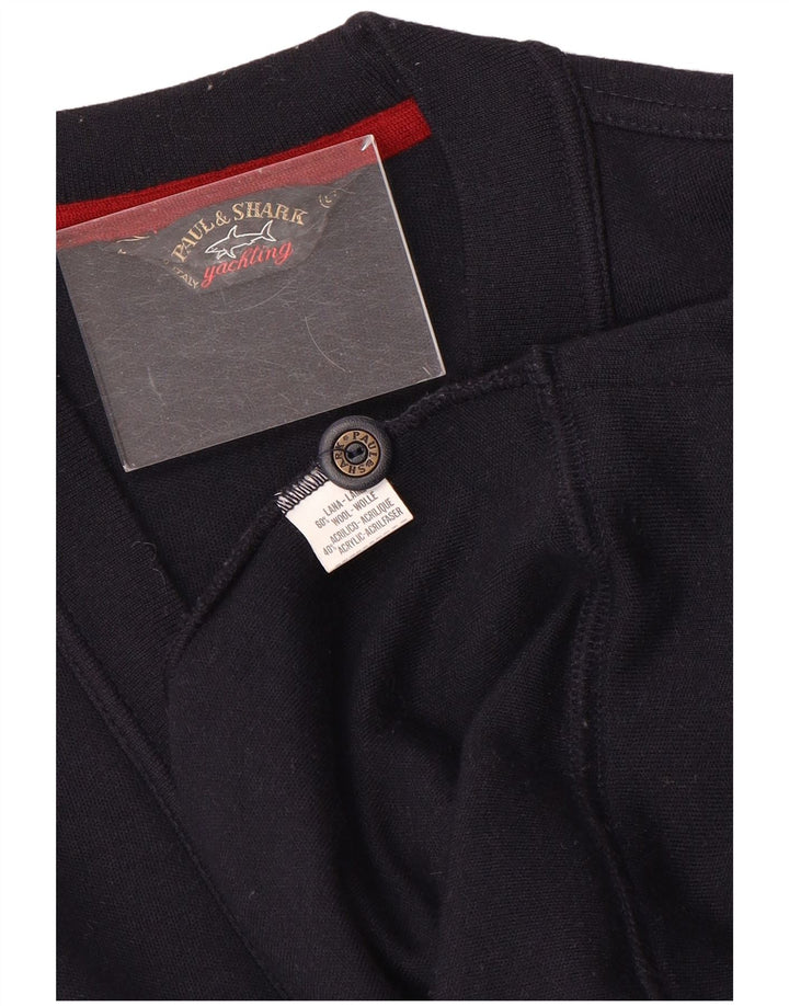 Paul & Shark Cárdigan para hombre de lana azul marino grande