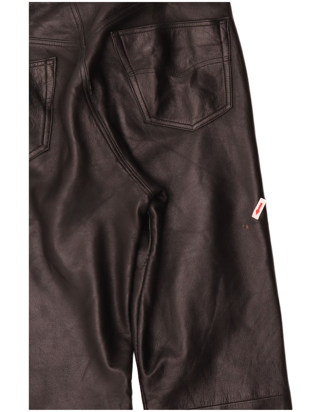 VINTAGE Pantalones recortados de cuero rectos para hombre IT 48 Medio W34 L25 Negro