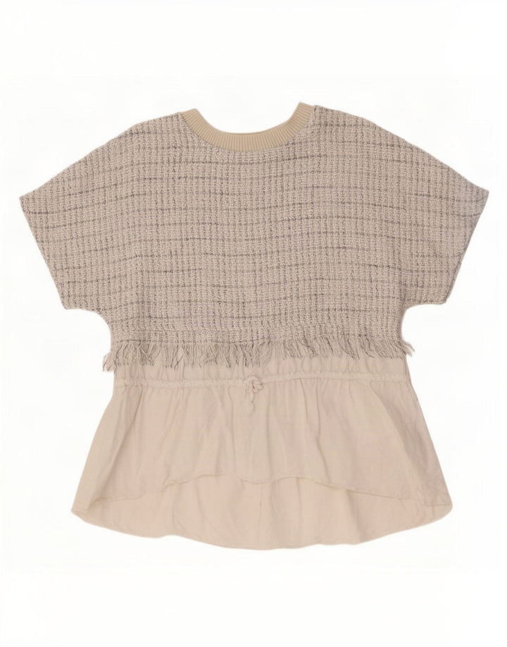 Zara Mujer Blusa Top UK 40 Medium Off White Check