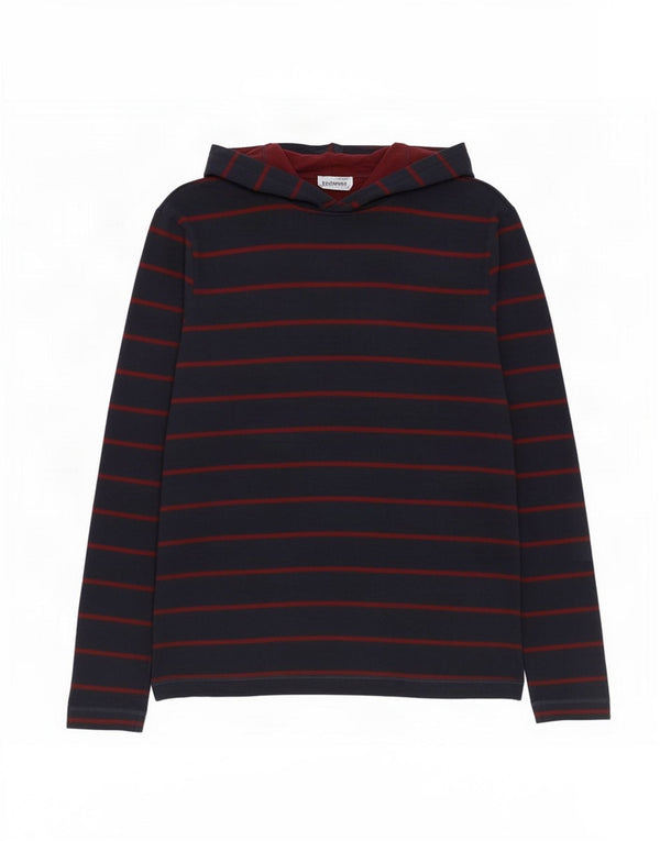 Marks & Spencer Top con capucha para hombre, manga larga, pequeño, azul marino, a rayas