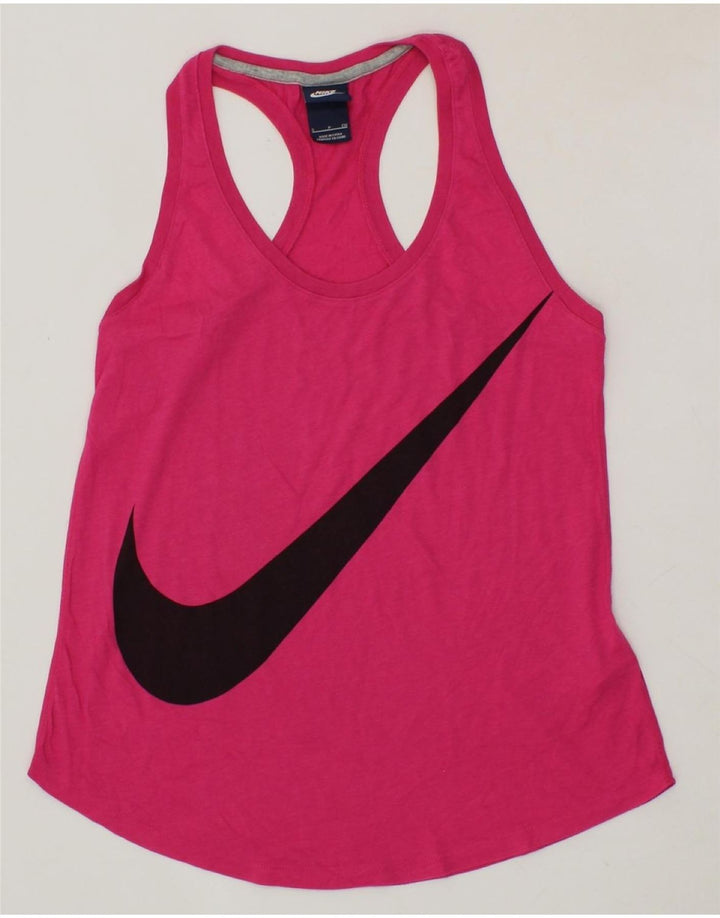 NIKE Womens Graphic Vest Top UK 10 Small Pink Polyester Vintage Nike and Second-Hand Nike from Messina Hembry 