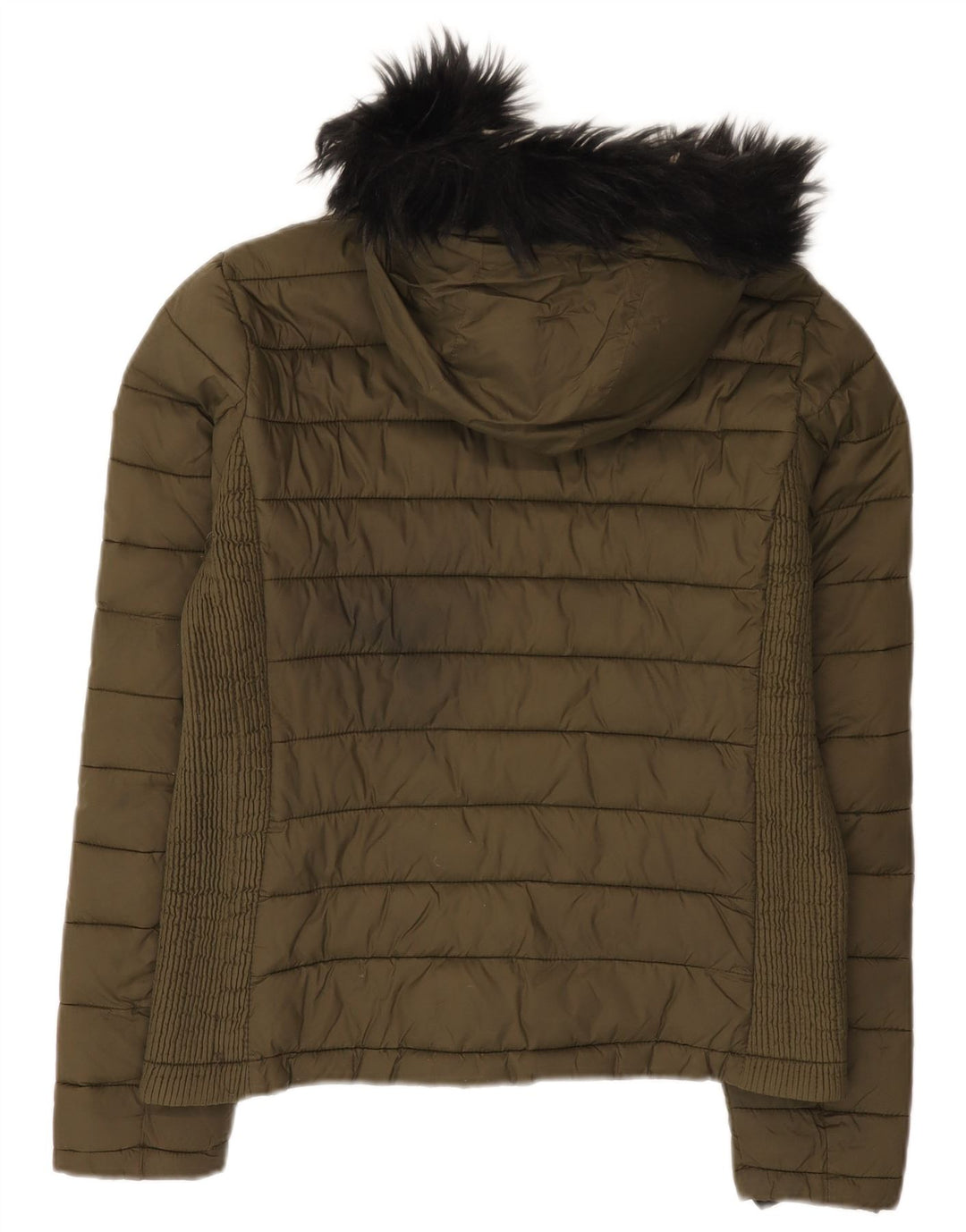 Superdry Chaqueta Acolchada Con Capucha Para Mujer UK 44 Medium Caqui Nylon