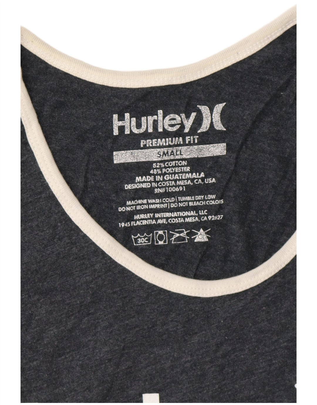 HURLEY Camiseta sin mangas estampada de ajuste premium para hombre pequeña de algodón moteado gris