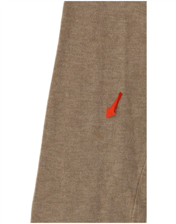 Zara - Jersey con cuello en V para mujer, talla 42, rayón beige medio