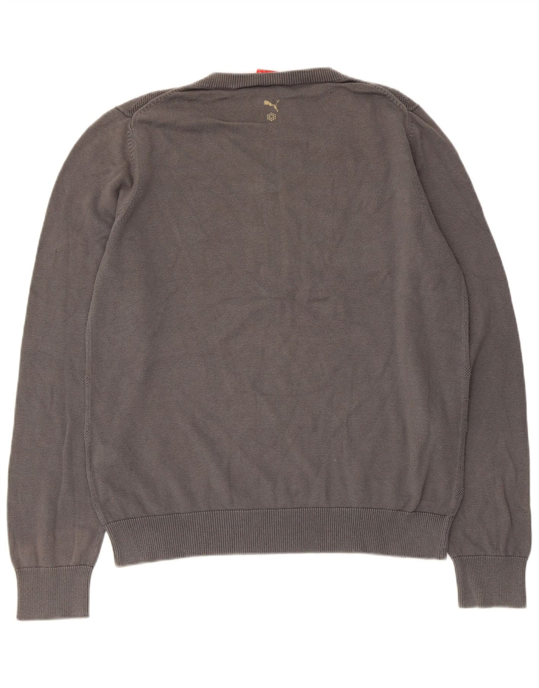 Puma Jersey con cuello en V para hombre, suéter grande de algodón geométrico gris