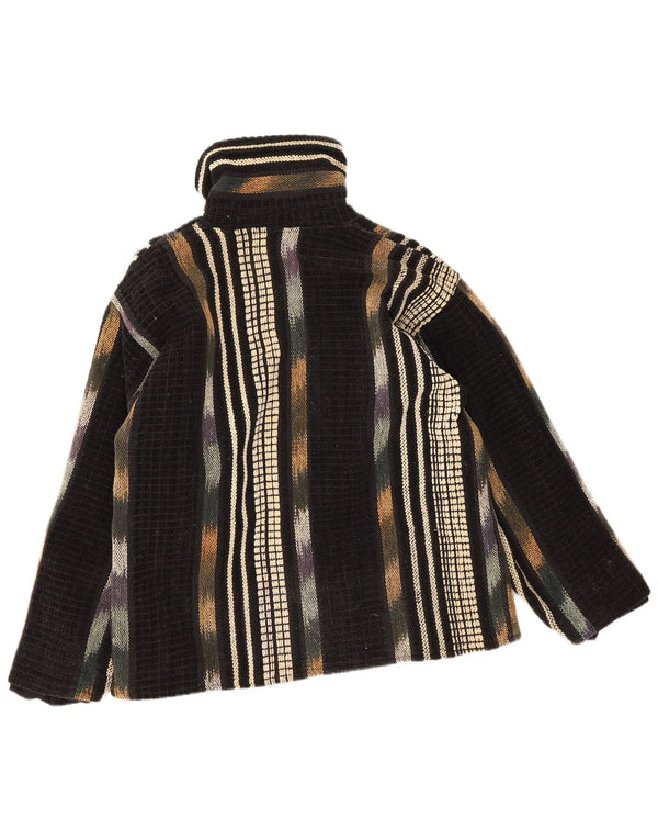 Vintage hombres bomber chaqueta Reino Unido 38 algodón de rayas negro medio