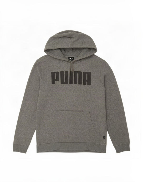Puma Sudadera con capucha gráfica para hombre, talla pequeña, gris