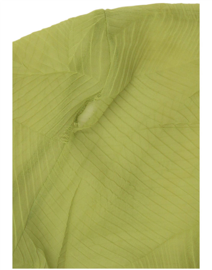 Vintage mujer crop front tie ver a través de la parte superior Reino Unido 14 rayas verdes medianas