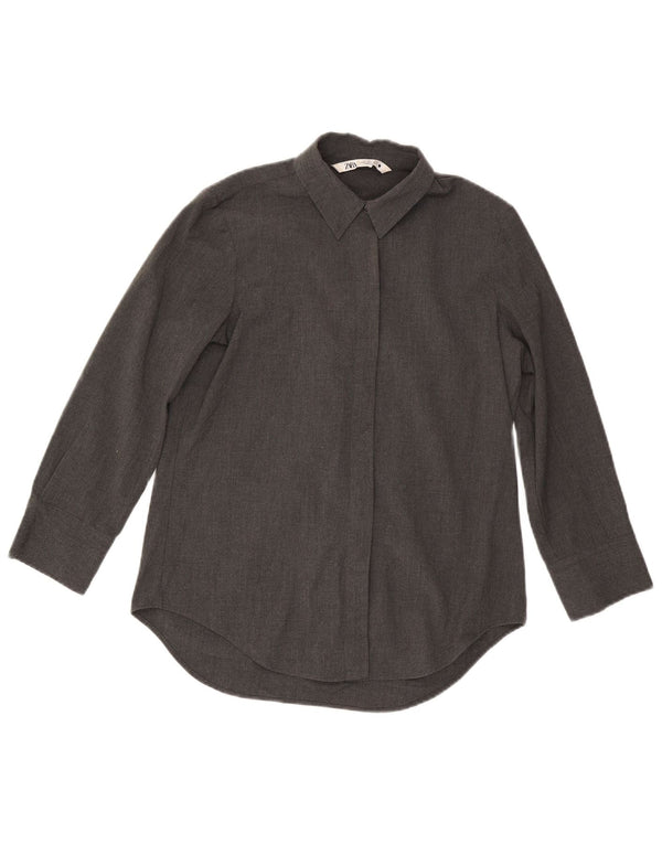 Zara Mujer Camisa Holgada UK 40 Small Gris