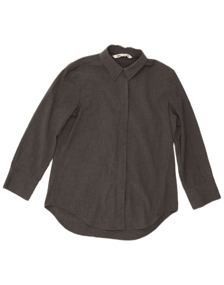 Zara Mujer Camisa Holgada UK 40 Small Gris