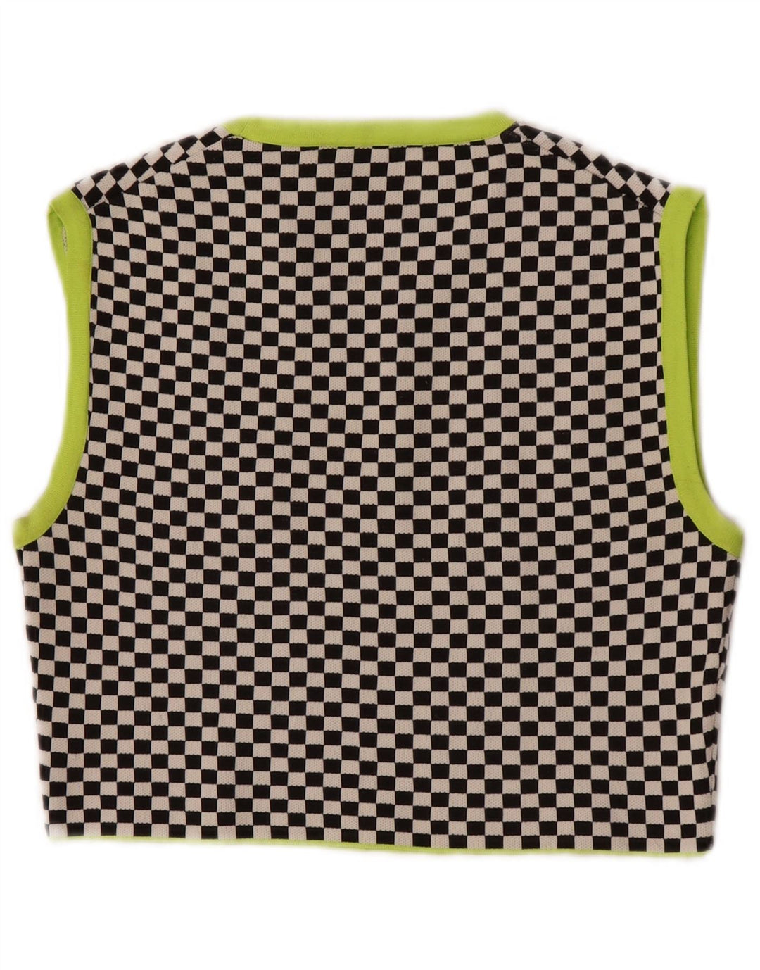 Zara Mujer Crop Vest Top UK 40 Mediano Negro Geométrico Poliéster