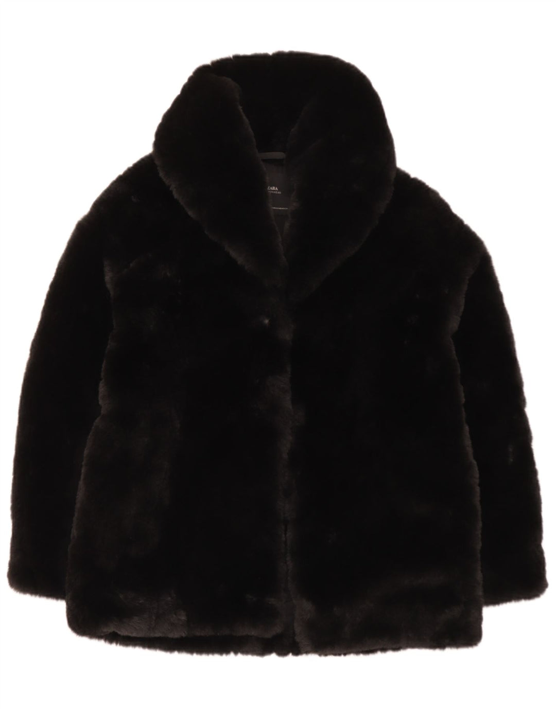 Zara Mujer Chaqueta De Piel Sintética UK 6 XS Poliéster Negro