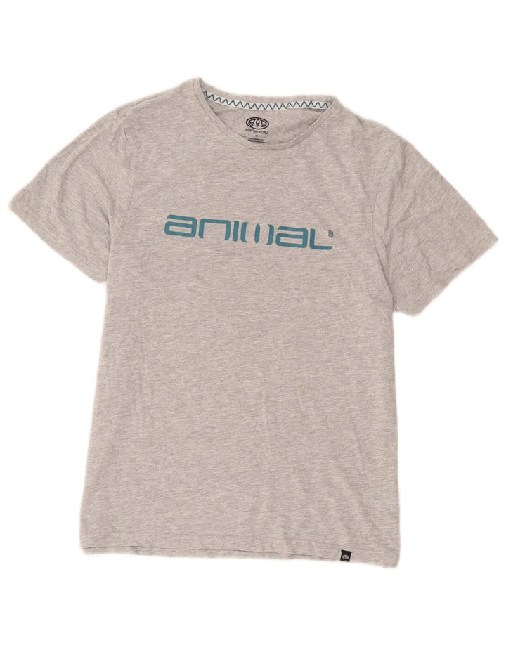 Camiseta con gráfico Animal para hombre Top de algodón gris medio