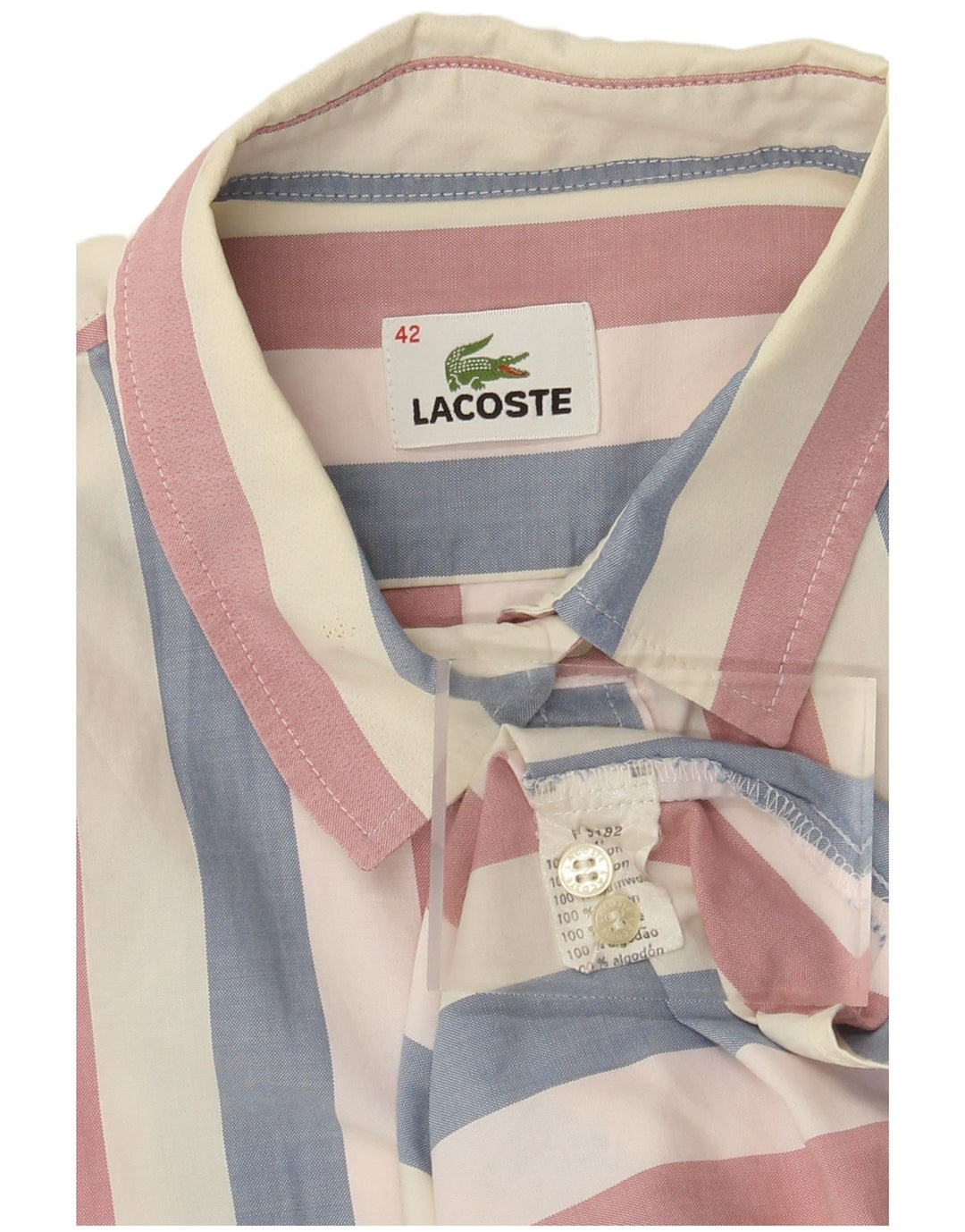 Camisa Lacoste Mujer Talla 42 Grande Algodón Rayas Multicolor