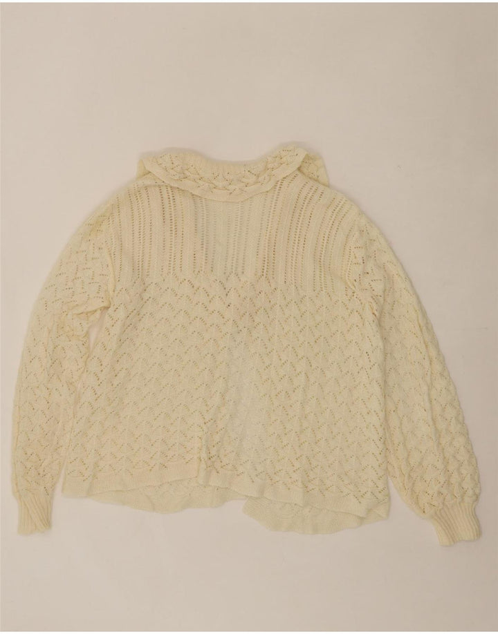 VINTAGE Womens Oversized Open Cardigan Sweater UK 18 XL White Vintage Vintage and Second-Hand Vintage from Messina Hembry 