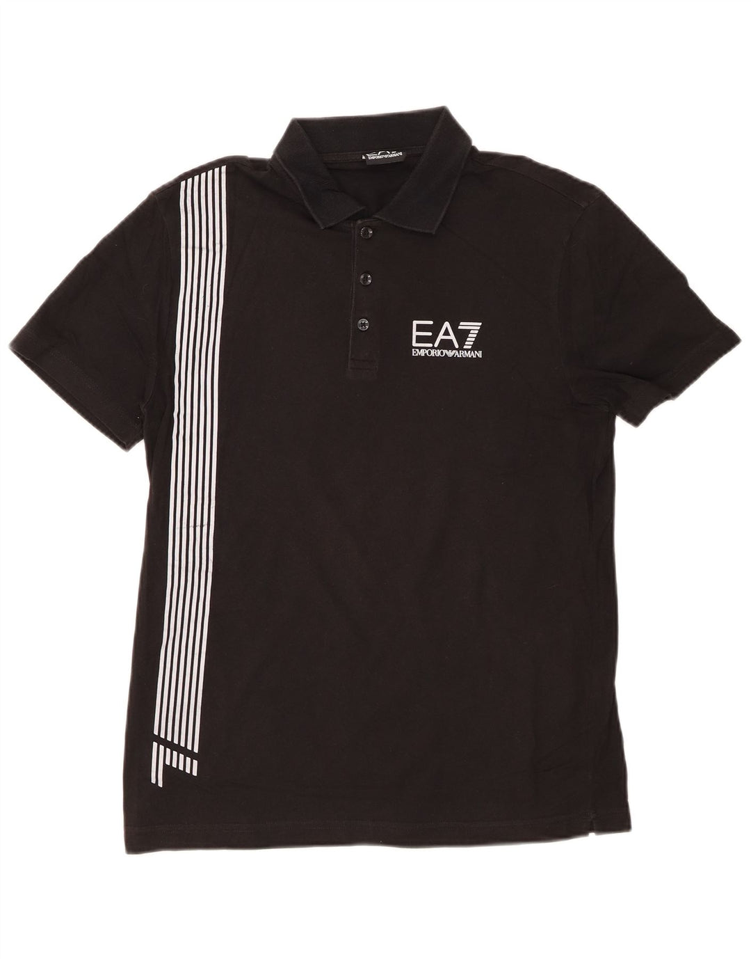 EMPORIO ARMANI Polo gráfico para hombre pequeño negro a rayas