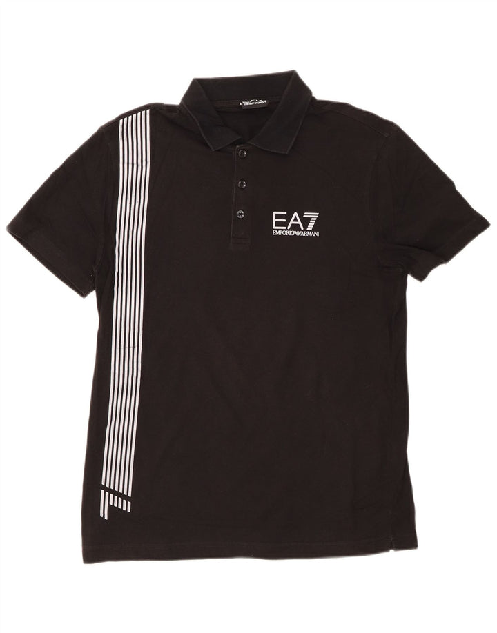 EMPORIO ARMANI Polo gráfico para hombre pequeño negro a rayas