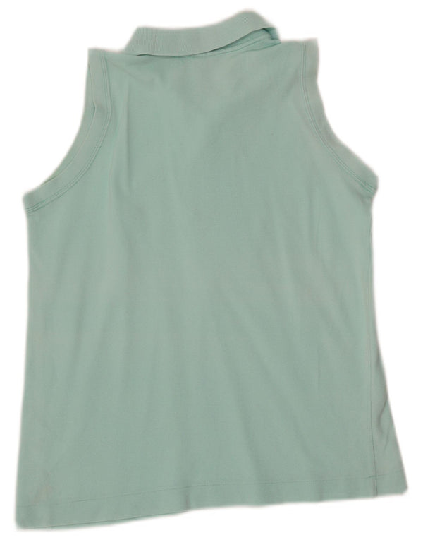 Lotto Womens Sleeveless Polo Shirt UK 10 Small Turquoise Cotton