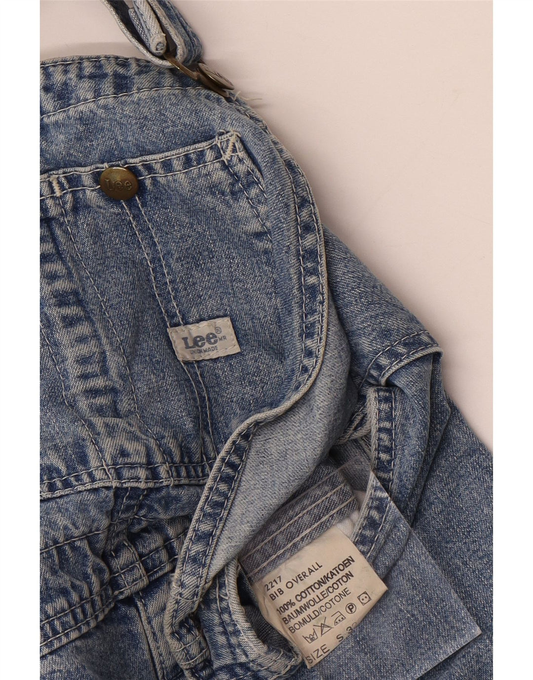 Lee Mens Cargo Peto Jeans W32 L30 Algodón Azul