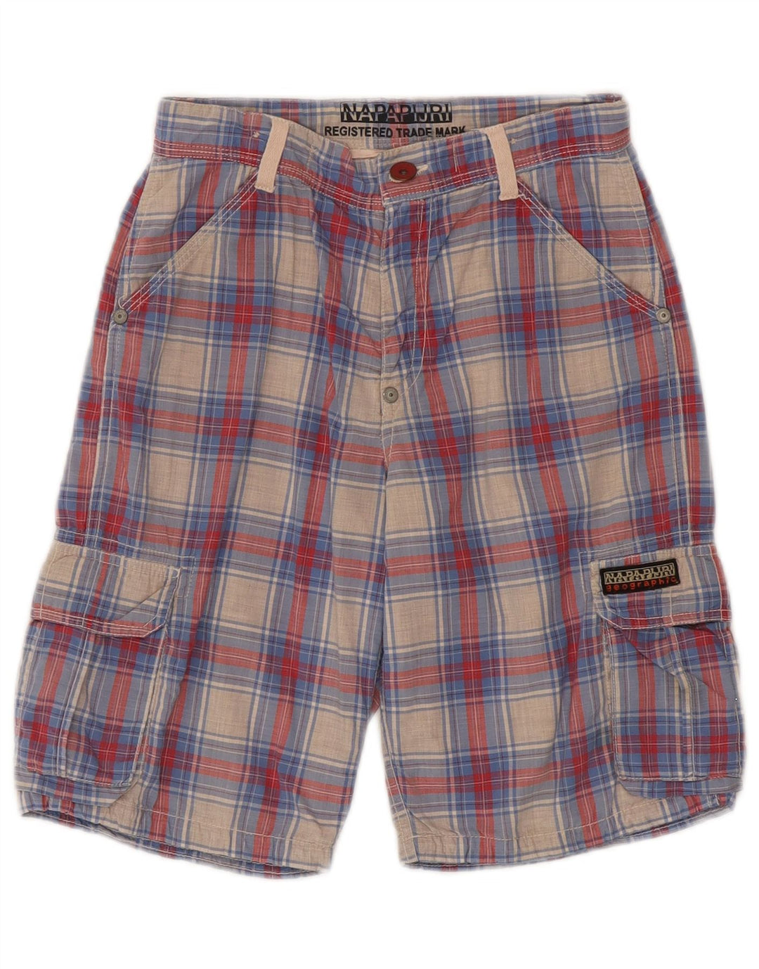 Napapijri Shorts cargo para niños 9-10 años W24 Algodón a cuadros multicolor